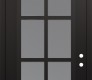 Modern Steel Front Door Diamond C16 36" x 96" black/white frosted Glass Panel black LHI with Transom frosted Glass