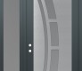 Modern Steel Front Door Diamond C12 52" x 96" anthracite/anthracite frosted Glass Panel stainless steel RHI with Sidelite and Transom frosted Glass