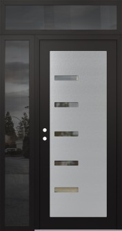 Diamond C8 50" x 96" black/black clear Glass Panel stainless steel RHI with Sidelite and Transom mirrored Glass