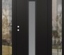 Modern Steel Front Door DIAMOND A1 68" X 80" BLACK/WHITE FROSTED GLASS PANEL BLACK RHI WITH 2 SIDELITES CLEAR GLASS