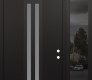 Modern Steel Front Door DIAMOND A8 48" X 96" BLACK/WHITE FROSTED GLASS PANEL BLACK LHI WITH SIDELITE AND TRANSOM MIRRORED GLASS