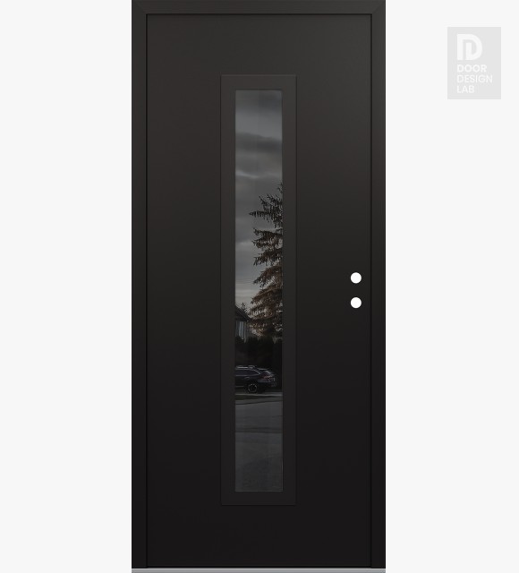 Modern Steel Front Door DIAMOND A11 36" X 80" BLACK/BLACK MIRRORED GLASS PANEL BLACK LHI