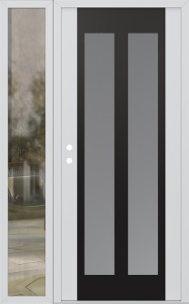 Diamond C14 52" x 80" white/white frosted Glass Panel black RHI with Sidelite clear Glass