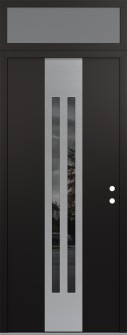 DIAMOND A8 36" X 96" BLACK/BLACK MIRRORED GLASS PANEL STAINLESS STEEL LHI WITH TRANSOM FROSTED GLASS