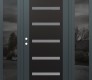 Modern Steel Front Door Diamond C7 68" x 80" anthracite/anthracite frosted Glass Panel black RHI with 2 Sidelites mirrored Glass
