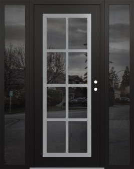 Diamond C16 64" x 80" black/black mirrored Glass Panel stainless steel LHI with 2 Sidelites mirrored Glass