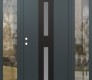 Modern Steel Front Door DIAMOND A6 68" X 80" ANTHRACITE/ANTHRACITE FROSTED GLASS PANEL BLACK RHI WITH 2 SIDELITES CLEAR GLASS
