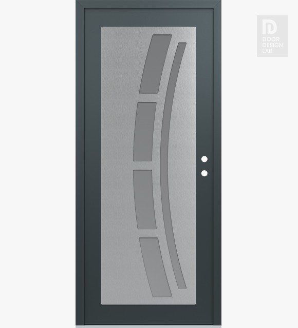 Modern Steel Front Door Diamond C12 36" x 80" anthracite/anthracite frosted Glass Panel stainless steel LHI