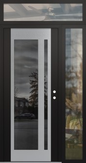 Diamond C15 48" x 96" black/black mirrored Glass Panel stainless steel LHI with Sidelite and Transom clear Glass