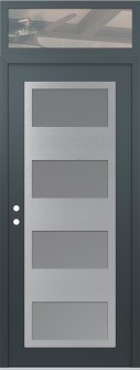 Diamond C2 36" x 96" anthracite/anthracite frosted Glass Panel stainless steel RHI with Transom clear Glass