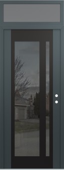 Diamond C15 36" x 96" anthracite/anthracite mirrored Glass Panel black LHI with Transom frosted Glass