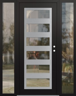 Diamond C9 60" x 80" black/black clear Glass Panel stainless steel LHI with 2 Sidelites clear Glass