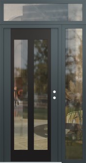 Diamond C14 52" x 96" anthracite/anthracite clear Glass Panel black LHI with Sidelite and Transom clear Glass