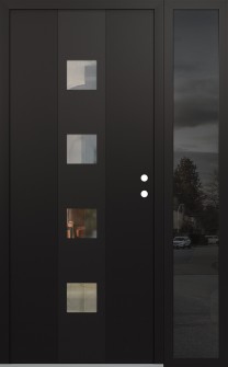 DIAMOND A12 48" X 80" BLACK/BLACK CLEAR GLASS PANEL BLACK LHI WITH SIDELITE MIRRORED GLASS