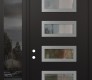 Modern Steel Front Door Diamond D1 48" x 96" black/black clear Glass Panel stainless steel RHI with Sidelite and Transom mirrored Glass
