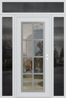 Diamond C16 60" x 96" white/white clear Glass Panel stainless steel LHI with 2 Sidelites and Transom mirrored Glass