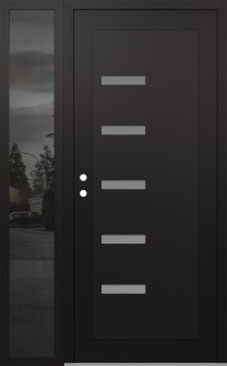 Diamond C8 50" x 80" black/white frosted Glass Panel black RHI with Sidelite mirrored Glass