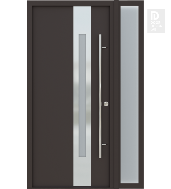 MODERN FRONT STEEL DOOR ZEPHYR BROWN/WHITE 49 1/4" X 81 11/16" LHI + SIDELITE RIGHT