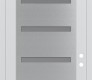 Modern Steel Front Door Diamond C7 36" x 96" white/white frosted Glass Panel stainless steel LHI with Transom frosted Glass