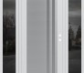 Modern Steel Front Door Diamond C6 60" x 80" white/white frosted Glass Panel stainless steel LHI with 2 Sidelites mirrored Glass