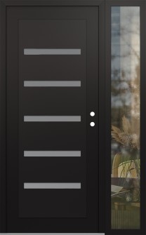 Diamond C7 52" x 80" black/white frosted Glass Panel black LHI with Sidelite clear Glass