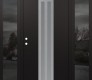 Modern Steel Front Door DIAMOND A8 60" X 80" BLACK/WHITE FROSTED GLASS PANEL STAINLESS STEEL RHI WITH 2 SIDELITES MIRRORED GLASS