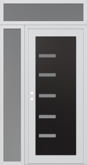 Diamond C8 52" x 96" white/white frosted Glass Panel black RHI with Sidelite and Transom frosted Glass