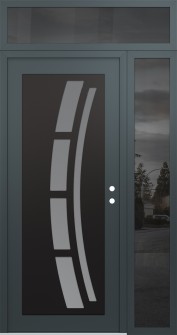 Diamond C12 48" x 96" anthracite/anthracite frosted Glass Panel black LHI with Sidelite and Transom mirrored Glass