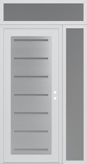 Diamond C11 48" x 96" white/white frosted Glass Panel stainless steel LHI with Sidelite and Transom frosted Glass