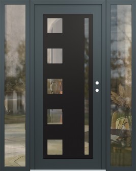 Diamond C3 64" x 80" anthracite/anthracite clear Glass Panel black LHI with 2 Sidelites clear Glass