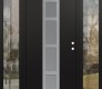 Modern Steel Front Door DIAMOND A10 68" X 80" BLACK/WHITE FROSTED GLASS PANEL STAINLESS STEEL LHI WITH 2 SIDELITES CLEAR GLASS