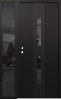 DIAMOND A6 48" X 80" BLACK/BLACK MIRRORED GLASS PANEL BLACK RHI WITH SIDELITE MIRRORED GLASS