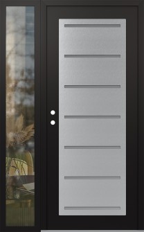 Diamond C11 52" x 80" black/white frosted Glass Panel stainless steel RHI with Sidelite clear Glass