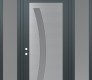Modern Steel Front Door Diamond C4 68" x 96" anthracite/anthracite frosted Glass Panel stainless steel RHI with 2 Sidelites and Transom frosted Glass
