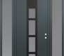 Modern Steel Front Door DIAMOND A10 68" X 96" ANTHRACITE/ANTHRACITE FROSTED GLASS PANEL BLACK LHI WITH 2 SIDELITES AND TRANSOM FROSTED GLASS