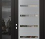 Modern Steel Front Door Diamond C7 50" x 96" black/black clear Glass Panel stainless steel RHI with Sidelite and Transom mirrored Glass
