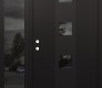 Modern Steel Front Door DIAMOND A12 52" X 80" BLACK/BLACK MIRRORED GLASS PANEL BLACK RHI WITH SIDELITE MIRRORED GLASS