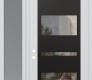 Modern Steel Front Door Diamond C10 52" x 96" white/white clear Glass Panel black RHI with Sidelite and Transom frosted Glass