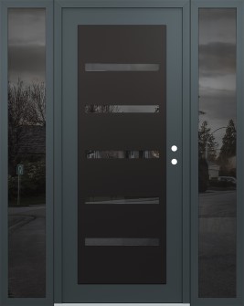 Diamond C7 64" x 80" anthracite/anthracite mirrored Glass Panel black LHI with 2 Sidelites mirrored Glass