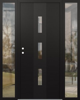 DIAMOND A7 64" X 80" BLACK/BLACK CLEAR GLASS PANEL BLACK RHI WITH 2 SIDELITES CLEAR GLASS