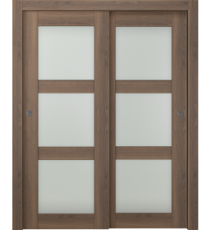 Avon 3 Lite Vetro Pecan Nutwood Bypass doors