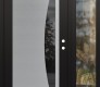 Modern Steel Front Door Diamond C13 50" x 80" black/black mirrored Glass Panel stainless steel LHI with Sidelite clear Glass