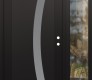 Modern Steel Front Door Diamond C4 52" x 80" black/white frosted Glass Panel black LHI with Sidelite clear Glass