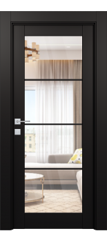 Avon 4 Lite Clear Vetro Black Matte Single Doors