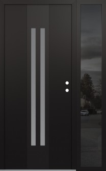 DIAMOND A8 52" X 80" BLACK/WHITE FROSTED GLASS PANEL BLACK LHI WITH SIDELITE MIRRORED GLASS