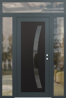 Diamond C4 64" x 96" anthracite/anthracite mirrored Glass Panel black LHI with 2 Sidelites and Transom clear Glass