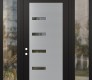 Modern Steel Front Door Diamond C8 60" x 96" black/black clear Glass Panel stainless steel RHI with 2 Sidelites and Transom clear Glass
