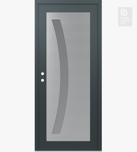 Modern Steel Front Door Diamond C4 36" x 80" anthracite/anthracite frosted Glass Panel stainless steel RHI