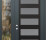 Modern Steel Front Door Diamond C9 52" x 96" anthracite/anthracite frosted Glass Panel black RHI with Sidelite and Transom clear Glass
