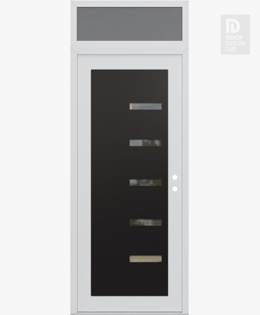 Modern Steel Front Door Diamond C8 36" x 96" white/white clear Glass Panel black LHI with Transom frosted Glass